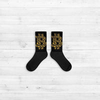 Bitcoin socks GOLD BLACK editon for men women buy today free shipping - Crypto gear and stuff