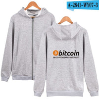 New Bitcoin In Cryptograrhy We Trust Hoodies With Zipper Men Women Casual Bitcoin Clothing Hooded Sweatshirts Zip-Up - Crypto gear and stuff