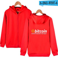 New Bitcoin In Cryptograrhy We Trust Hoodies With Zipper Men Women Casual Bitcoin Clothing Hooded Sweatshirts Zip-Up - Crypto gear and stuff