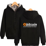 New Bitcoin In Cryptograrhy We Trust Hoodies With Zipper Men Women Casual Bitcoin Thick Warm Hooded Sweatshirts - Crypto gear and stuff