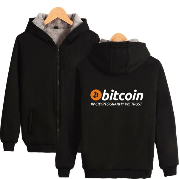 New Bitcoin In Cryptograrhy We Trust Hoodies With Zipper Men Women Casual Bitcoin Thick Warm Hooded Sweatshirts - Crypto gear and stuff