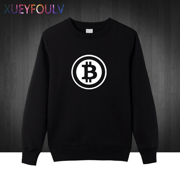 Digital currency Bitcoin Logo Cotton Men men's Funny Sweatshirts Hoodies Pullover Prevailing bitcoin logo - Crypto gear and stuff
