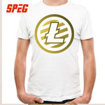 T Shirts For Men Golden Litecoin Logo Cotton T Shirts Male Relaxed Fit - Crypto gear and stuff