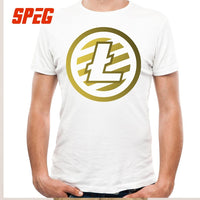 T Shirts For Men Golden Litecoin Logo Cotton T Shirts Male Relaxed Fit - Crypto gear and stuff