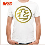 T Shirts For Men Golden Litecoin Logo Cotton T Shirts Male Relaxed Fit - Crypto gear and stuff