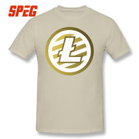 T Shirts For Men Golden Litecoin Logo Cotton T Shirts Male Relaxed Fit - Crypto gear and stuff