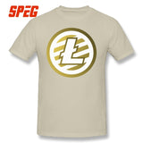 T Shirts For Men Golden Litecoin Logo Cotton T Shirts Male Relaxed Fit - Crypto gear and stuff