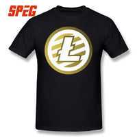 T Shirts For Men Golden Litecoin Logo Cotton T Shirts Male Relaxed Fit - Crypto gear and stuff
