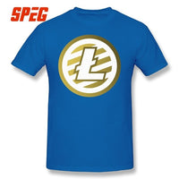 T Shirts For Men Golden Litecoin Logo Cotton T Shirts Male Relaxed Fit - Crypto gear and stuff