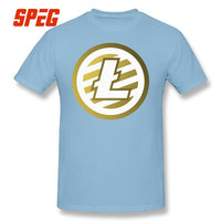 T Shirts For Men Golden Litecoin Logo Cotton T Shirts Male Relaxed Fit - Crypto gear and stuff