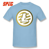 T Shirts For Men Golden Litecoin Logo Cotton T Shirts Male Relaxed Fit - Crypto gear and stuff