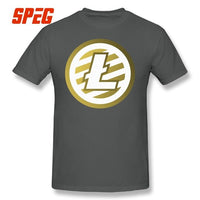 T Shirts For Men Golden Litecoin Logo Cotton T Shirts Male Relaxed Fit - Crypto gear and stuff