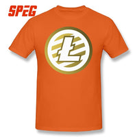 T Shirts For Men Golden Litecoin Logo Cotton T Shirts Male Relaxed Fit - Crypto gear and stuff