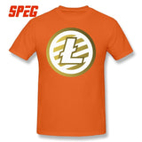 T Shirts For Men Golden Litecoin Logo Cotton T Shirts Male Relaxed Fit - Crypto gear and stuff