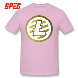 T Shirts For Men Golden Litecoin Logo Cotton T Shirts Male Relaxed Fit - Crypto gear and stuff