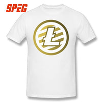 T Shirts For Men Golden Litecoin Logo Cotton T Shirts Male Relaxed Fit - Crypto gear and stuff