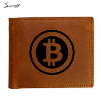 Digital currency Bitcoin Logo Wallet Multi Card Holders Small Zip Pocket Purse Bag Custom Name Genuine Leather Wallet Men - Crypto gear and stuff