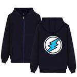 Electroneum Logo Print Hoodie Zipper Blockchain Electroneum Cotton Sweatshirt ZIp-Up Bitcoin Electroneum cryptocurrencies Shirt - Crypto gear and stuff