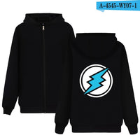 Electroneum Logo Print Hoodie Zipper Blockchain Electroneum Cotton Sweatshirt ZIp-Up Bitcoin Electroneum cryptocurrencies Shirt - Crypto gear and stuff