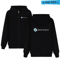 Electroneum Logo Print Hoodie Zipper Blockchain Electroneum Cotton Sweatshirt ZIp-Up Bitcoin Electroneum cryptocurrencies Shirt - Crypto gear and stuff