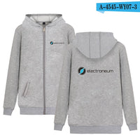 Electroneum Logo Print Hoodie Zipper Blockchain Electroneum Cotton Sweatshirt ZIp-Up Bitcoin Electroneum cryptocurrencies Shirt - Crypto gear and stuff