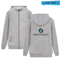 Electroneum Logo Print Hoodie Zipper Blockchain Electroneum Cotton Sweatshirt ZIp-Up Bitcoin Electroneum cryptocurrencies Shirt - Crypto gear and stuff