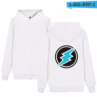 Electroneum Logo Print Hoodie Zipper Blockchain Electroneum Cotton Sweatshirt ZIp-Up Bitcoin Electroneum cryptocurrencies Shirt - Crypto gear and stuff