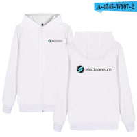 Electroneum Logo Print Hoodie Zipper Blockchain Electroneum Cotton Sweatshirt ZIp-Up Bitcoin Electroneum cryptocurrencies Shirt - Crypto gear and stuff