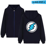 Electroneum Logo Print Hoodie Zipper Blockchain Electroneum Cotton Sweatshirt ZIp-Up Bitcoin Electroneum cryptocurrencies Shirt - Crypto gear and stuff