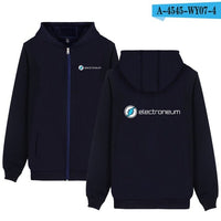 Electroneum Logo Print Hoodie Zipper Blockchain Electroneum Cotton Sweatshirt ZIp-Up Bitcoin Electroneum cryptocurrencies Shirt - Crypto gear and stuff