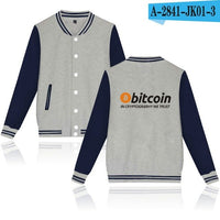 Bitcoin Baseball Jackets Sweatshirt Pullover Hoodies Men Fashion Autumn Virtual Currency Hoodies Men Casual Jackets - Crypto gear and stuff