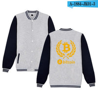 Bitcoin Baseball Jackets Sweatshirt Pullover Hoodies Men Fashion Autumn Virtual Currency Hoodies Men Casual Jackets - Crypto gear and stuff