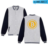 Bitcoin Baseball Jackets Sweatshirt Pullover Hoodies Men Fashion Autumn Virtual Currency Hoodies Men Casual Jackets - Crypto gear and stuff