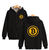Digital currency Bitcoin Logo Thick Hoodies Sweatshirts With Zipper Winter Warm Thickened Zip-Up Funny bitcoin logo Clothing - Crypto gear and stuff