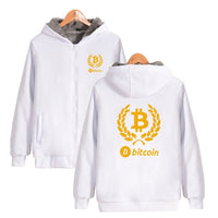 Digital currency Bitcoin Logo Thick Hoodies Sweatshirts With Zipper Winter Warm Thickened Zip-Up Funny bitcoin logo Clothing - Crypto gear and stuff