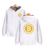 Digital currency Bitcoin Logo Thick Hoodies Sweatshirts With Zipper Winter Warm Thickened Zip-Up Funny bitcoin logo Clothing - Crypto gear and stuff