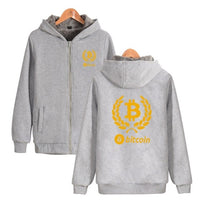 Digital currency Bitcoin Logo Thick Hoodies Sweatshirts With Zipper Winter Warm Thickened Zip-Up Funny bitcoin logo Clothing - Crypto gear and stuff