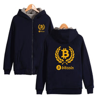 Digital currency Bitcoin Logo Thick Hoodies Sweatshirts With Zipper Winter Warm Thickened Zip-Up Funny bitcoin logo Clothing - Crypto gear and stuff