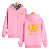 Digital currency Bitcoin Logo Thick Hoodies Sweatshirts With Zipper Winter Warm Thickened Zip-Up Funny bitcoin logo Clothing - Crypto gear and stuff
