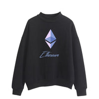 Blockchain Ethereum Logo Print Sweatshirts Hoodie Ethereum Bitcoin Pullover ETH Logo Sweatshirt Plus Size - Crypto gear and stuff
