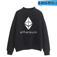 Blockchain Ethereum Logo Print Sweatshirts Hoodie Ethereum Bitcoin Pullover ETH Logo Sweatshirt Plus Size - Crypto gear and stuff