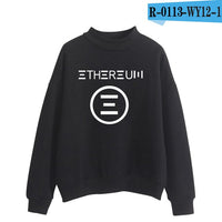 Blockchain Ethereum Logo Print Sweatshirts Hoodie Ethereum Bitcoin Pullover ETH Logo Sweatshirt Plus Size - Crypto gear and stuff