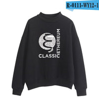 Blockchain Ethereum Logo Print Sweatshirts Hoodie Ethereum Bitcoin Pullover ETH Logo Sweatshirt Plus Size - Crypto gear and stuff