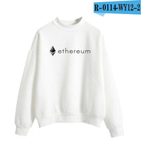 Blockchain Ethereum Logo Print Sweatshirts Hoodie Ethereum Bitcoin Pullover ETH Logo Sweatshirt Plus Size - Crypto gear and stuff