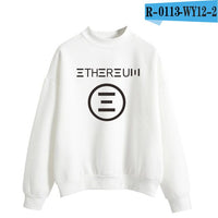 Blockchain Ethereum Logo Print Sweatshirts Hoodie Ethereum Bitcoin Pullover ETH Logo Sweatshirt Plus Size - Crypto gear and stuff
