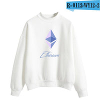 Blockchain Ethereum Logo Print Sweatshirts Hoodie Ethereum Bitcoin Pullover ETH Logo Sweatshirt Plus Size - Crypto gear and stuff