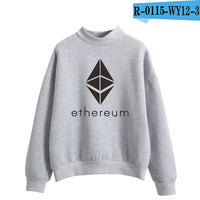Blockchain Ethereum Logo Print Sweatshirts Hoodie Ethereum Bitcoin Pullover ETH Logo Sweatshirt Plus Size - Crypto gear and stuff