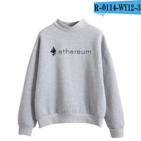 Blockchain Ethereum Logo Print Sweatshirts Hoodie Ethereum Bitcoin Pullover ETH Logo Sweatshirt Plus Size - Crypto gear and stuff