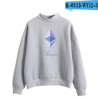 Blockchain Ethereum Logo Print Sweatshirts Hoodie Ethereum Bitcoin Pullover ETH Logo Sweatshirt Plus Size - Crypto gear and stuff