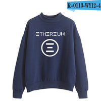 Blockchain Ethereum Logo Print Sweatshirts Hoodie Ethereum Bitcoin Pullover ETH Logo Sweatshirt Plus Size - Crypto gear and stuff